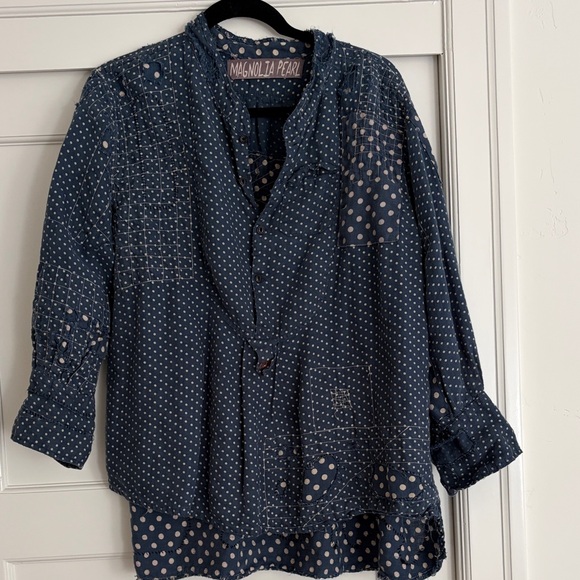 Magnolia Pearl Navy Polka Dot Top - Picture 2 of 9